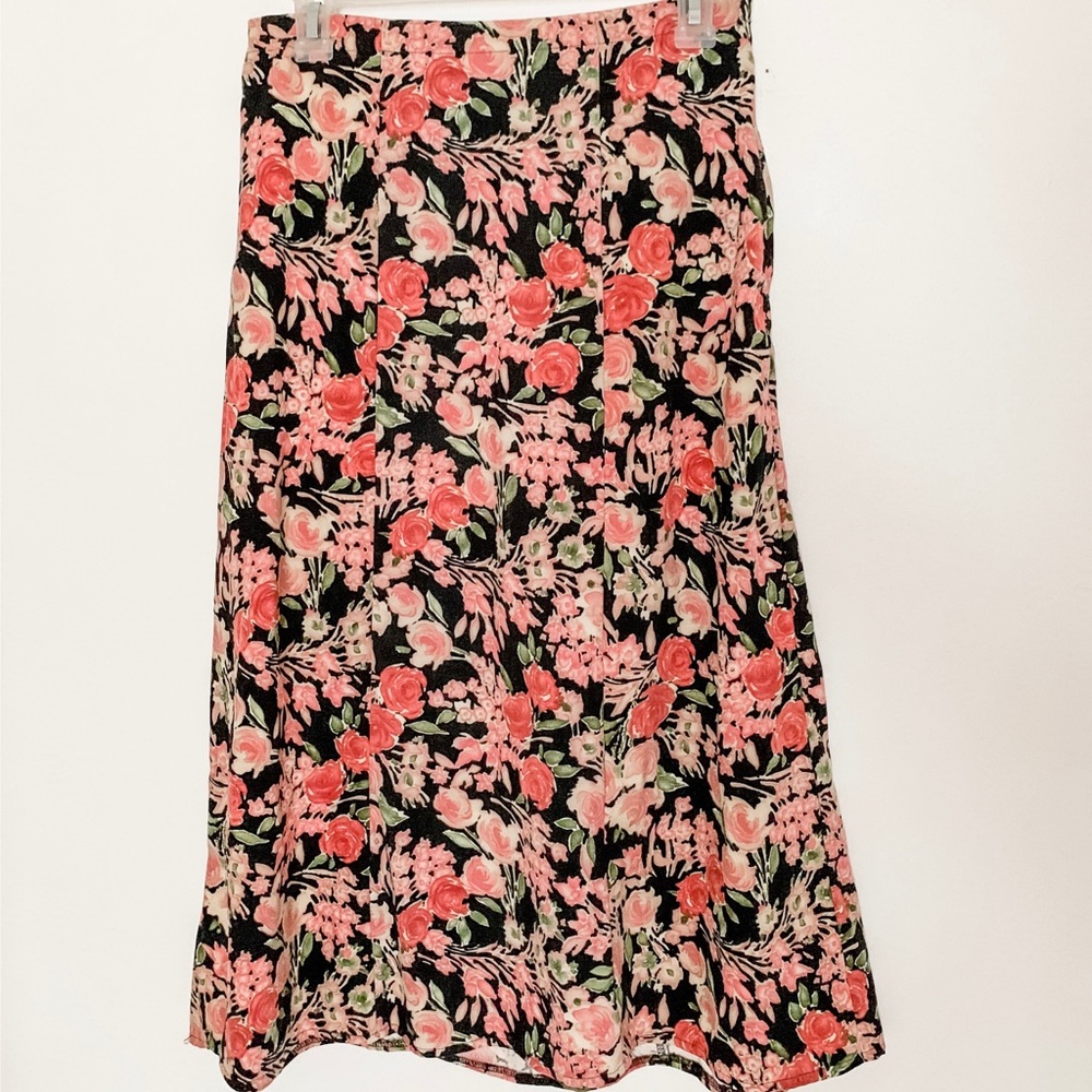 high waisted floral skirt